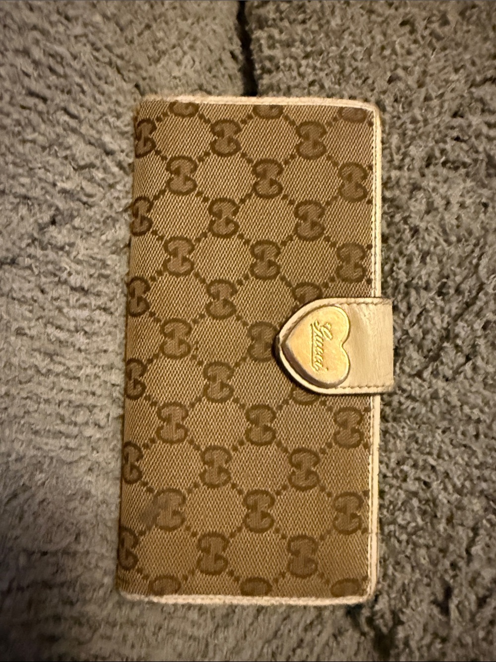 Gucci Brown GG Canvas Heart Snap Wallet